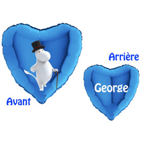 Ballon Papa Moomin Coeur Bleu Prénom, Décorations ballons pour anniversaire.