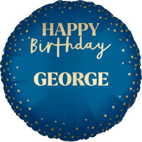 Ballon Personnalisable Happy Birthday Bleu, Décorations ballons pour anniversaire.