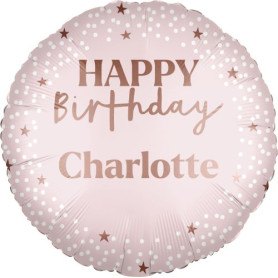 Ballon Personnalisable Happy Birthday Rose, Décorations ballons pour anniversaire.
