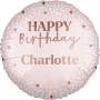 Ballon Personnalisable Happy Birthday Rose, Décorations ballons pour anniversaire.