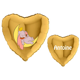 Ballon Dumbo sur une Lune avec Prénom Disney, Décorations ballons pour anniversaire.