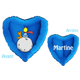 Ballon Le Petit Prince Lune Coeur Bleu Prénom, Décorations ballons pour anniversaire.