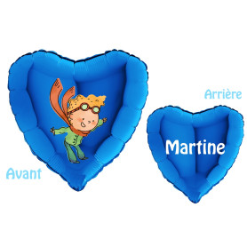 Ballon Le Petit Prince Joyeux Coeur Bleu Prénom, Décorations ballons pour anniversaire.