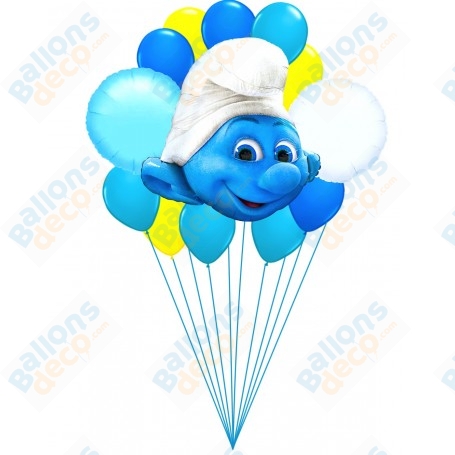 Ballons Schtroumpf en Grappe