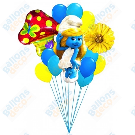Ballons Schtroumpfette en Grappe Fleur