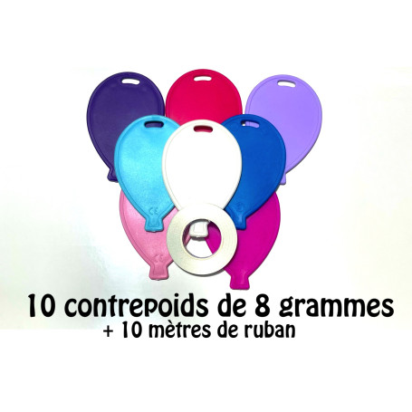 Contrepoids Ballons x10 + Ruban, Ballon Hélium, Décorations ballons pour anniversaire.