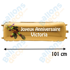 Ballon Tortue Ninja Banderole Joyeux Anniversaire avec Prénom, Décorations ballons pour anniversaire.