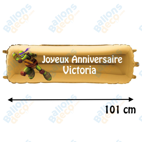 Ballon Tortue Ninja Banderole Joyeux Anniversaire avec Prénom, Décorations ballons pour anniversaire.