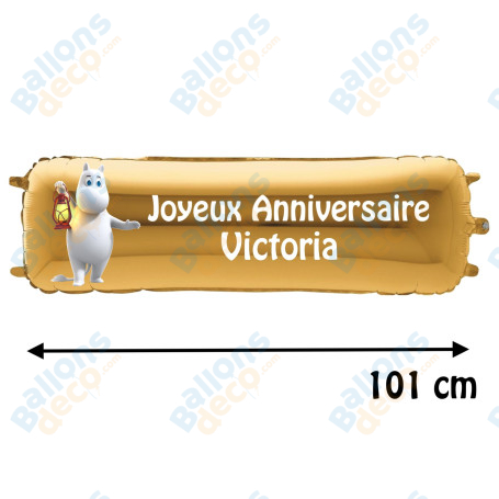 Ballon Les Moomins Banderole Joyeux Anniversaire avec Prénom, Décorations ballons pour anniversaire.