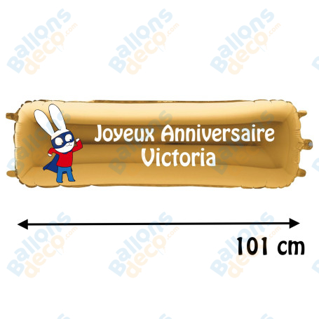Ballon Simon SuperLapin Banderole Joyeux Anniversaire avec Prénom, Décorations ballons pour anniversaire.