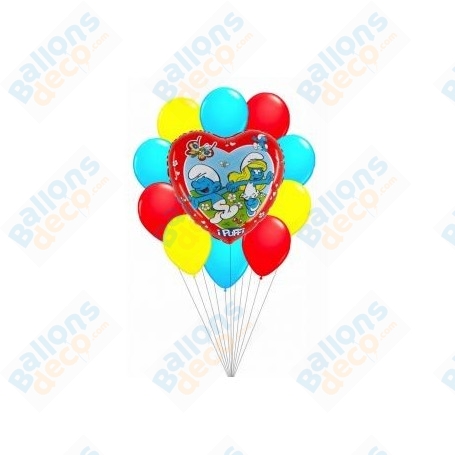 Ballons Schtroumpfs Coeur en Grappe