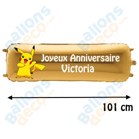 Ballon Pikachu Pokémon Banderole Joyeux Anniversaire avec Prénom, Décorations ballons pour anniversaire.