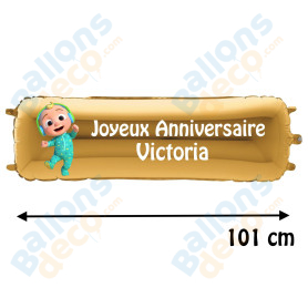 Ballon Cocomelon Banderole Joyeux Anniversaire avec Prénom, Décorations ballons pour anniversaire.
