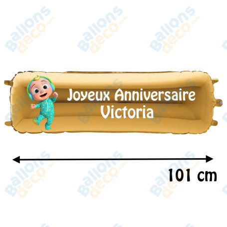 Ballon Cocomelon Banderole Joyeux Anniversaire avec Prénom, Décorations ballons pour anniversaire.