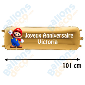 Ballon Super Mario Bros Banderole Joyeux Anniversaire avec Prénom, Décorations ballons pour anniversaire.