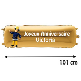 Ballon Sam Le Pompier Banderole Joyeux Anniversaire avec Prénom, Décorations ballons pour anniversaire.