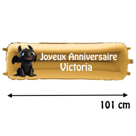 Ballon Dragon Krokmou Banderole Joyeux Anniversaire avec Prénom, Décorations ballons pour anniversaire.