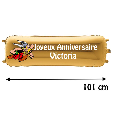 Ballon Astérix Banderole Joyeux Anniversaire avec Prénom, Décorations ballons pour anniversaire.