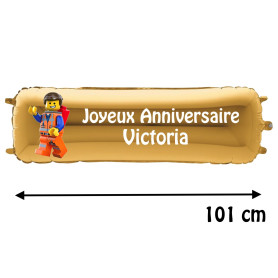Ballon Lego Banderole Joyeux Anniversaire avec Prénom, Décorations ballons pour anniversaire.