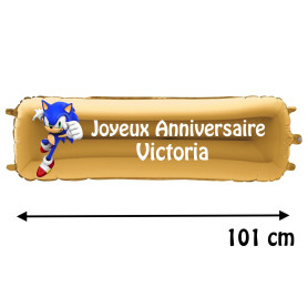 Ballon Sonic Banderole Joyeux Anniversaire avec Prénom, Décorations ballons pour anniversaire.