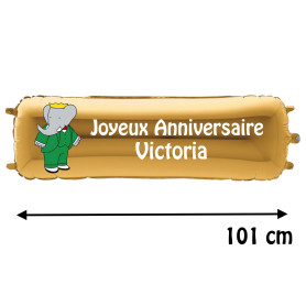 Ballon Babar Banderole Joyeux Anniversaire avec Prénom, Décorations ballons pour anniversaire.