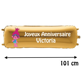 Ballon Poppy Trolls Banderole Joyeux Anniversaire avec Prénom, Décorations ballons pour anniversaire.