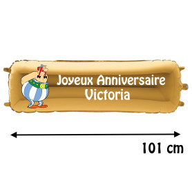 Ballon Obélix Banderole Joyeux Anniversaire avec Prénom, Décorations ballons pour anniversaire.