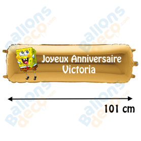 Ballon Bob L'Éponge Banderole Joyeux Anniversaire avec Prénom, Décorations ballons pour anniversaire.