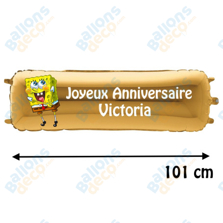 Ballon Bob L'Éponge Banderole Joyeux Anniversaire avec Prénom, Décorations ballons pour anniversaire.