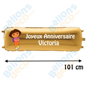 Ballon Dora L'exploratrice Banderole Joyeux Anniversaire avec Prénom, Décorations ballons pour anniversaire.