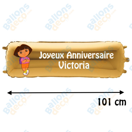 Ballon Dora L'exploratrice Banderole Joyeux Anniversaire avec Prénom, Décorations ballons pour anniversaire.