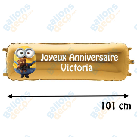 Ballon Les Minions Banderole Joyeux Anniversaire avec Prénom, Décorations ballons pour anniversaire.