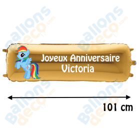 Ballon My Little Poney Rainbow Dash Banderole Joyeux Anniversaire avec Prénom, Décorations ballons pour anniversaire.