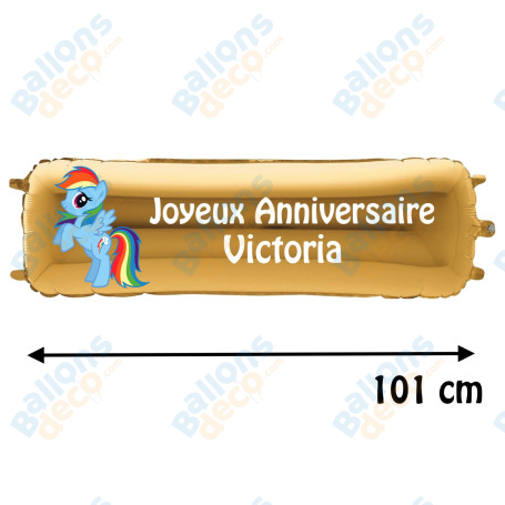 Ballon My Little Poney Rainbow Dash Banderole Joyeux Anniversaire avec Prénom, Décorations ballons pour anniversaire.