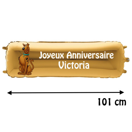 Ballon Scooby-Doo Banderole Joyeux Anniversaire avec Prénom, Décorations ballons pour anniversaire.
