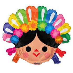 Ballon Tête Femme Mexicaine, Décorations ballon Fête Mexicaine.