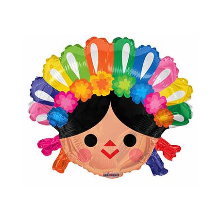 Ballon Tête Femme Mexicaine, Décorations ballon Fête Mexicaine.