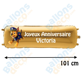 Ballon Chase Pat Patrouille Banderole Joyeux Anniversaire avec Prénom, Décorations ballons pour anniversaire.