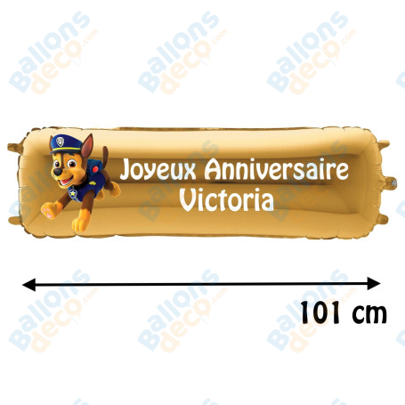 Ballon Chase Pat Patrouille Banderole Joyeux Anniversaire avec Prénom, Décorations ballons pour anniversaire.