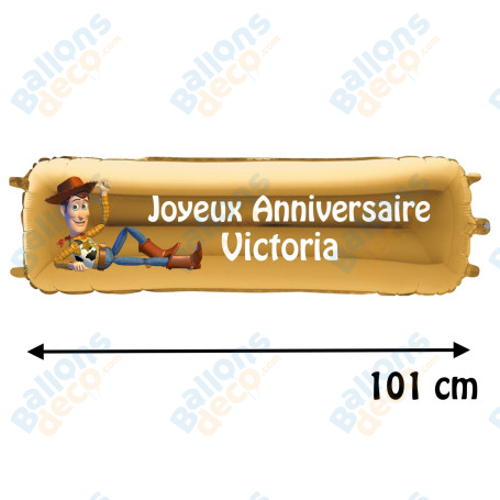 Ballon Woody Toy Story Banderole Joyeux Anniversaire avec Prénom, Décorations ballons pour anniversaire.