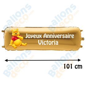 Ballon Winnie L'ourson Banderole Joyeux Anniversaire avec Prénom Disney, Décorations ballons pour anniversaire.