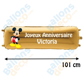 Ballon Mickey Banderole Joyeux Anniversaire avec Prénom Disney, Décorations ballons pour anniversaire.