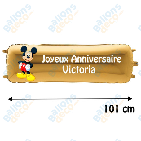 Ballon Mickey Banderole Joyeux Anniversaire avec Prénom Disney, Décorations ballons pour anniversaire.
