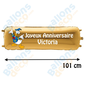 Ballon Donald Banderole Joyeux Anniversaire avec Prénom Disney, Décorations ballons pour anniversaire.