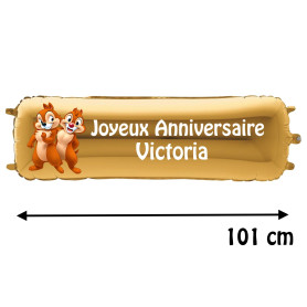 Ballon Tic & Tac Banderole Joyeux Anniversaire avec Prénom Disney, Décorations ballons pour anniversaire.