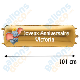 Ballon Dumbo Banderole Joyeux Anniversaire avec Prénom Disney, Décorations ballons pour anniversaire.