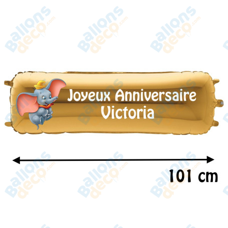 Ballon Dumbo Banderole Joyeux Anniversaire avec Prénom Disney, Décorations ballons pour anniversaire.