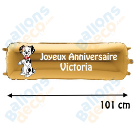 Ballon 101 Dalmatiens Banderole Joyeux Anniversaire avec Prénom Disney, Décorations ballons pour anniversaire.