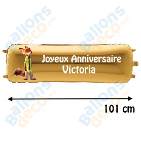 Ballon Nick Zootopie Banderole Joyeux Anniversaire avec Prénom Disney, Décorations ballons pour anniversaire.