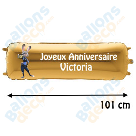 Ballon Judy Zootopie Banderole Joyeux Anniversaire avec Prénom Disney, Décorations ballons pour anniversaire.